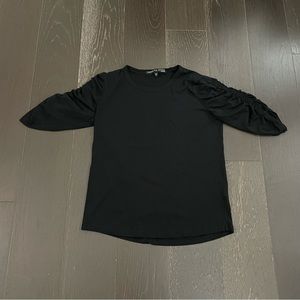 Veronica Beard Jeans Women’s Medium Black Ruched 3/4 Sleeve Top